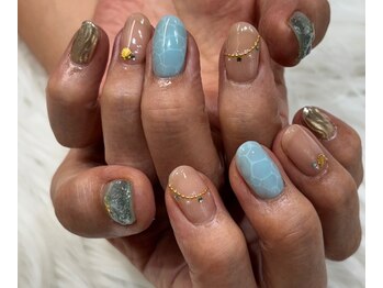 ネイルアンドアイラッシュスタジオ シュシュ(chouchou)/水面ネイル・ナミナミミラー