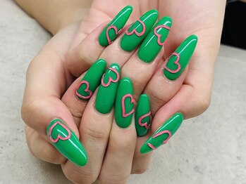 ネイルサロン ドゥ(Nail Salon Doux)/【ほり】手書きハートネイル