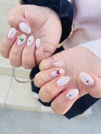 クリスマス手書きネイル