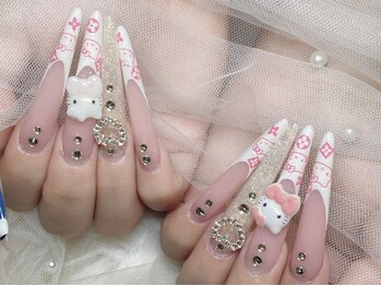 エスフィーネイルサロン ブリーユ(Esfy nailsalon Brille)の写真/[ジェルチップ長さ出し1.5枚付け アート付け放題¥16300]スーパーロングもしっかり対応!!MAX盛るならコレ◎