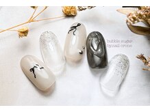 バブル シュガー バイ ネイルクローネ(bublle sugar by.nail crone)/ブラックリボンネイル