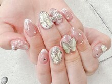 ネイル ビューティーマジック 葛西本店/キラキラ蝶々ネイル