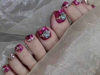 モアグラム 渋谷道玄坂店(More Glam)/フット ミラーネイル埋め尽くし