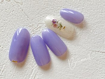 ネイルアンドアイラッシュ ボネール 銀座店(lash Bounail)/ワンカラー フラワー 押し花