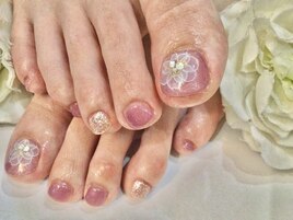 ☆春色くすみピンクお花フット☆
