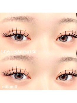 ミリミリ(milimili)の写真/ナチュラルにパッチリ！エクステやまつ毛パーマで流行の束まつ毛♪根元からパッチリ自然な仕上りで持続力◎