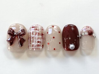 ボルドーツイードリボン¥8000