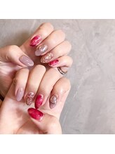 アティックネイルアトリエ(attic nail atelier)/赤べっ甲ネイル★