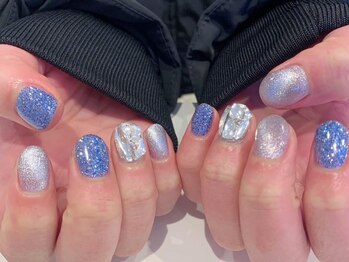 プラチナムドール 桂店(PLATINUMDOLL)/フットネイル 青ネイルデザイン