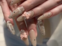 エマネイル プラスキハクヤ 肥後橋店(EmaNail+KIHAKUYA)/チェック×リボン♪