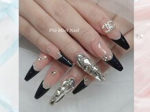 ピオミエルネイル 新宿(pio miel nail)/黒×シルバー強めネイル
