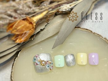 ネイルアンドアイラッシュ ブレス エスパル山形本店(BLESS)/ぷっくりリボンはカラフルに～