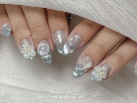 水面マグ★プルメリアネイル