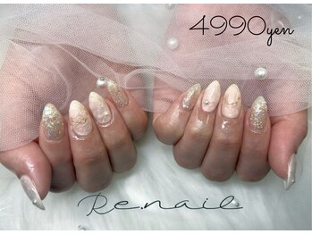 リーネイル 薬院店(Re.nail)の写真/ネイル初心者にもオススメ!56種類の自分に合ったデザインから選べる◎【初回定額4990円!】上品な指先へ♪