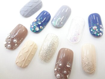 ネイルサロン クイール 小山店(NAIL SALON QUILL)/ニット柄＋ストーン