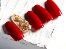 エーネイルズ 心斎橋(A.nails)/赤×金ネイル