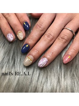 ネイルズリアル 倉敷(nail's RE.A.L)/ツイードネイル