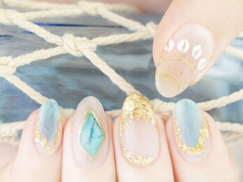 ネイルプラザ 河原町OPA店(NAIL PLAZA)/手描き夏ネイル☆