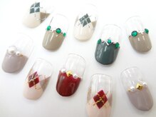 ネイルサロン クイール 小山店(NAIL SALON QUILL)/ハーフフレンチ+アーガイル