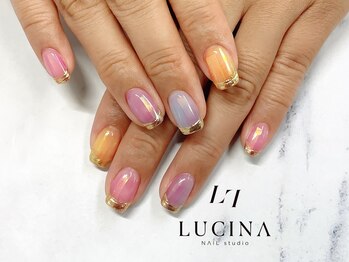 ネイルスタジオ ルキナ(LUCINA)/c-343 カラフルオーロラフレンチ