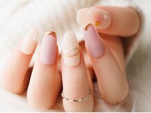 ヴァンネイル(VINGT NAIL nail&eye beauty)/くすみピンクのツイードネイル