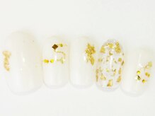 ネイルサロン ドレリッチ 大宮店(drerich)/ホワイト金箔ラメ