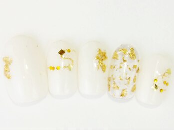 ネイルサロン ドレリッチ 大宮店(drerich)/ホワイト金箔ラメ