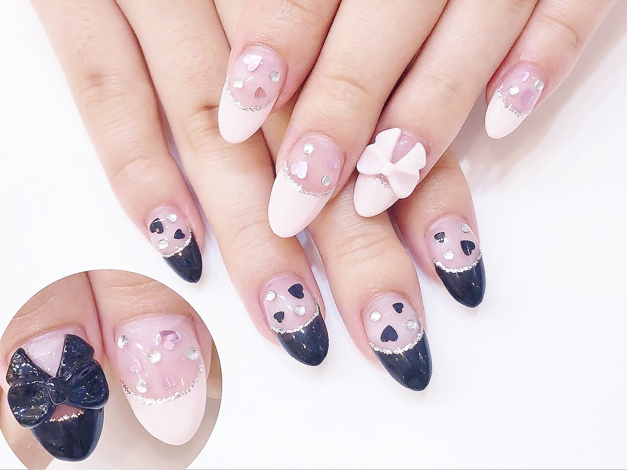 ♡オーダーネイル♡イニシャルハート×ドット×馬車×埋め尽くし