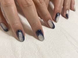 ネイビーもやもやネイル