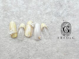 イエロー×チェックネイル☆