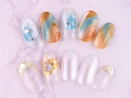 夏涼しげアートネイル