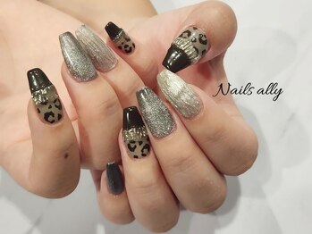 ネイルズアリー 立川店(Nails ally)/レオパード×ステンドグラス×冬