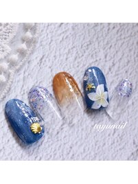 マグネットプルメリアネイル