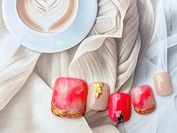 ネイルサロン&スクール ジーナ(GINA)/ピンクマーブルネイル