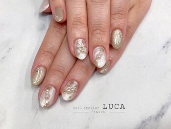 ネイルアトリエルカ(nail atelier LUCA)/W-766 大人上品ブライダルネイル