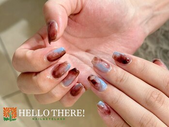 ハローゼア(HELLO THERE!)/ブラウン×ブルーもやもやネイル
