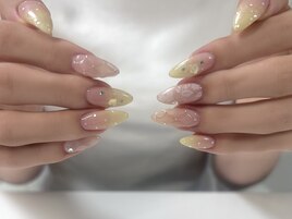 イエロー×レースネイル