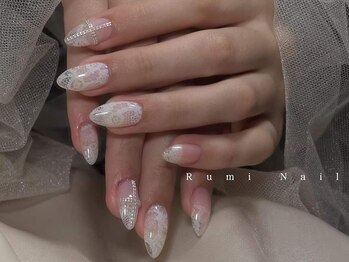 ワンホンネイル 新宿(Rumi Nail)/レースブライダルネイル/クロム