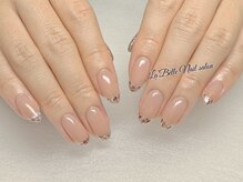 ラベル(La'Belle)/ローズピンク&ガラスフレンチ