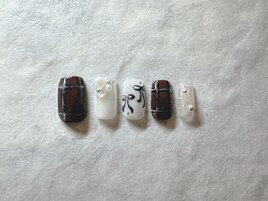 チェックリボンネイル☆