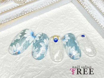 ネイルサロン トゥリー(TREE)/ブルーフラワーネイル!