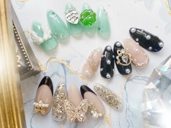 エスフィーネイルサロン ブリーユ(Esfy nailsalon Brille)の写真/仕事OKな長さもお任せ下さい★最終受付19:30★【長さ出し定額 ¥10400/スカルプ ¥12400】キレイ系~個性派◎