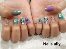ネイルズアリー 立川店(Nails ally)/シェル×ニュアンス×オーロラ