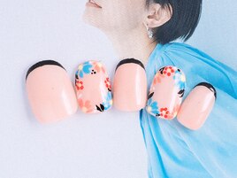 花柄×バイカラー