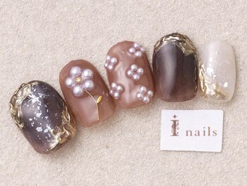 アイネイルズ 三宮店(I nails)/ダークカラーパール花
