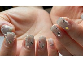 夏ネイル・キラキラホロ