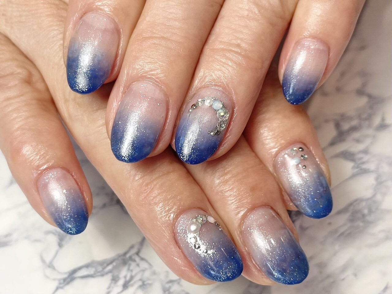 ユニークアートネイル 青色グラデーション 10個セット 新作☆シュガーネイル/ネイル/ブルー/nails/ネイル/海ネイル