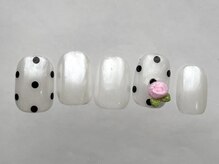 アイネイルズ 恵比寿店(I nails)/ホワイトドットシンプルバラ