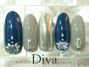 ネイルサロンディーバ 石橋店(Diva)/ビジュー&ミラー ¥9900
