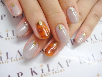 ネイルサロン キラップ(Nail Salon KiLAP)/べっ甲×グレージュネイル¥7700